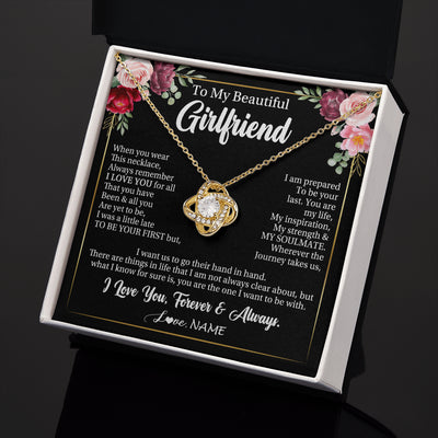 Love Knot Necklace 18K Yellow Gold Finish | 2 | Personalized To My Beautiful Girlfriend Gifts Necklace From Boyfriend When You Wear This Necklace Girlfriend Birthday Christmas Anniversary With Message Card | teecentury