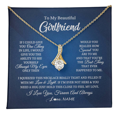 Alluring Beauty Necklace 18K Yellow Gold Finish | 1 | Personalized To My Beautiful Girlfriend Necklace From Boyfriend Hold This Close My Love Girlfriend Birthday Christmas Customized Gift Box Message Card | teecentury