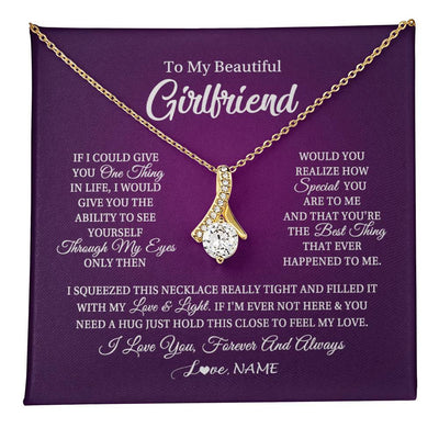 Alluring Beauty Necklace 18K Yellow Gold Finish | 1 | Personalized To My Beautiful Girlfriend Necklace From Boyfriend I Love You Wife Birthday Valentines Day Christmas Jewelry Customized Gift Box Message Card | teecentury