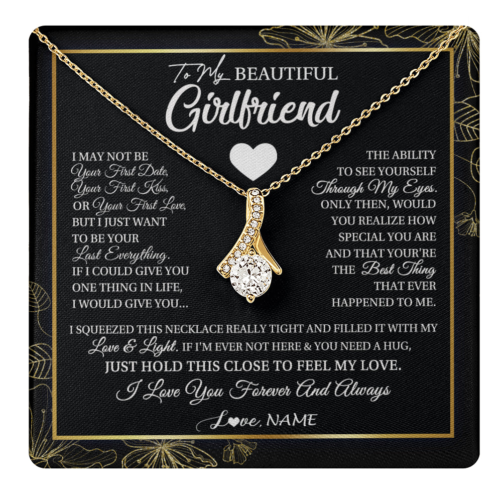 Alluring Beauty Necklace 18K Yellow Gold Finish | 1 | Personalized To My Beautiful Girlfriend Necklace From Boyfriend I May Not Be Your First Day Girlfriend Valentines Day Birthday Customized Gift Box Message Card | teecentury