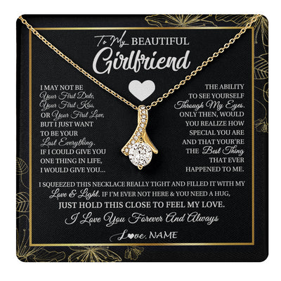 Alluring Beauty Necklace 18K Yellow Gold Finish | 1 | Personalized To My Beautiful Girlfriend Necklace From Boyfriend I May Not Be Your First Day Girlfriend Valentines Day Birthday Customized Gift Box Message Card | teecentury