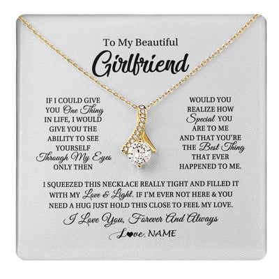 Alluring Beauty Necklace 18K Yellow Gold Finish | 1 | Personalized To My Beautiful Girlfriend Necklace From Boyfriend If I Could Give You Girlfriend Birthday Christmas Jewelry Customized Gift Box Message Card | teecentury