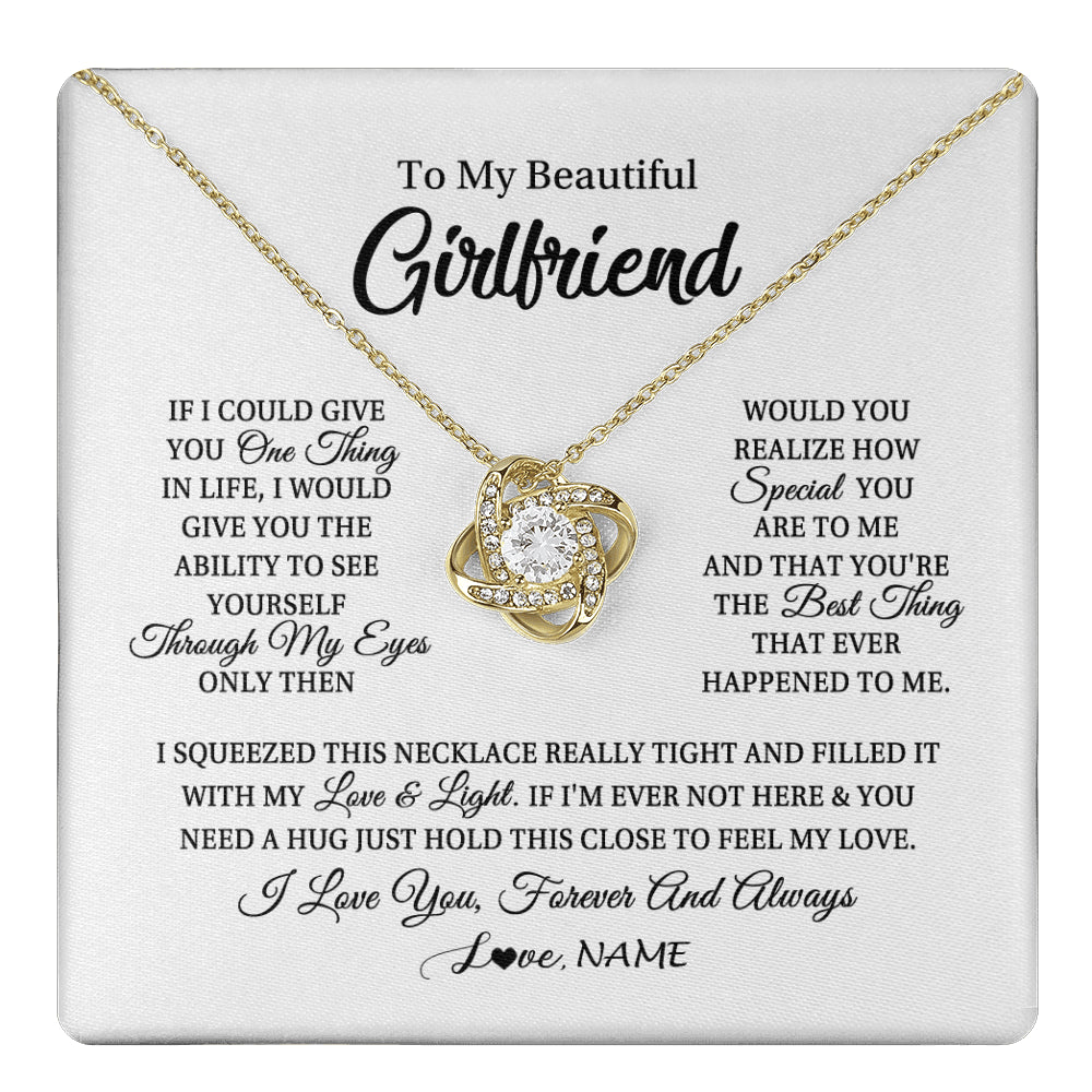 Love Knot Necklace 18K Yellow Gold Finish | 1 | Personalized To My Beautiful Girlfriend Necklace From Boyfriend If I Could Give You Girlfriend Birthday Christmas Jewelry Customized Gift Box Message Card | teecentury