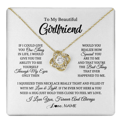 Love Knot Necklace 18K Yellow Gold Finish | 1 | Personalized To My Beautiful Girlfriend Necklace From Boyfriend If I Could Give You Girlfriend Birthday Christmas Jewelry Customized Gift Box Message Card | teecentury