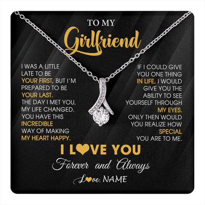 Alluring Beauty Necklace 14K White Gold Finish | 1 | Personalized To My Beautiful Girlfriend Necklace From Boyfriend Jewelry Forever Love Girlfriend Birthday Gifts Anniversary Valentines Day Message Card | teecentury