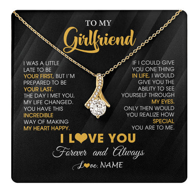 Alluring Beauty Necklace 18K Yellow Gold Finish | 1 | Personalized To My Beautiful Girlfriend Necklace From Boyfriend Jewelry Forever Love Girlfriend Birthday Gifts Anniversary Valentines Day Message Card | teecentury