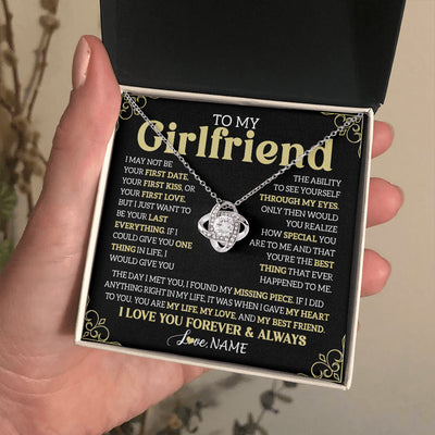 Love Knot Necklace 14K White Gold Finish | 2 | Personalized To My Beautiful Girlfriend Necklace From Boyfriend The Day I Met You Birthday Gifts For Girlfriend Anniversary Valentines Day Message Card | teecentury