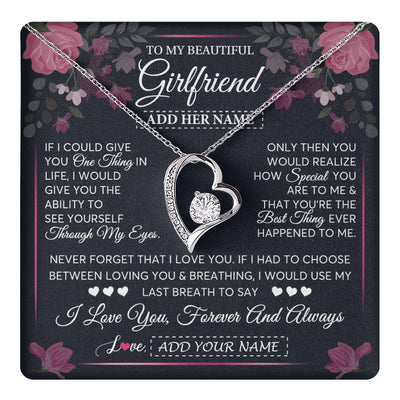 Forever Love Necklace 14K White Gold Finish | 1 | Personalized To My Beautiful Girlfriend Necklace I Love You Girlfriend Gifts Romantic Birthday Gifts Valentines Christmas Custom Gift Box Message Card | teecentury.myshopify