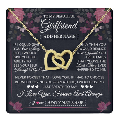 Interlocking Hearts Necklace 18K Yellow Gold Finish | 1 | Personalized To My Beautiful Girlfriend Necklace I Love You Girlfriend Gifts Romantic Birthday Gifts Valentines Christmas Custom Gift Box Message Card | teecentury.myshopify