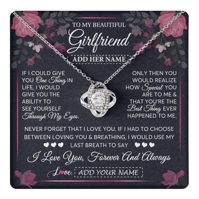 Love Knot Necklace 14K White Gold Finish | 1 | Personalized To My Beautiful Girlfriend Necklace I Love You Girlfriend Gifts Romantic Birthday Gifts Valentines Christmas Custom Gift Box Message Card | teecentury.myshopify