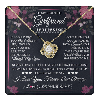 Love Knot Necklace 18K Yellow Gold Finish | 1 | Personalized To My Beautiful Girlfriend Necklace I Love You Girlfriend Gifts Romantic Birthday Gifts Valentines Christmas Custom Gift Box Message Card | teecentury.myshopify