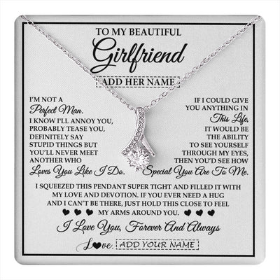 Alluring Beauty Necklace 14K White Gold Finish | 1 | Personalized To My Beautiful Girlfriend Necklace Love You Like I Do Promise Girlfriend Romantic Birthday Gifts Anniversary Christmas Gift Box Message Card | teecentury