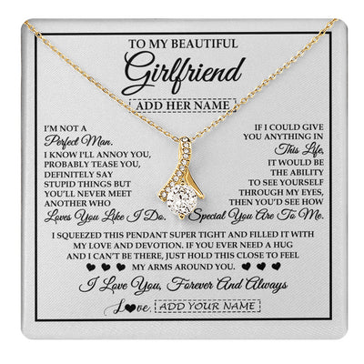 Alluring Beauty Necklace 18K Yellow Gold Finish | 1 | Personalized To My Beautiful Girlfriend Necklace Love You Like I Do Promise Girlfriend Romantic Birthday Gifts Anniversary Christmas Gift Box Message Card | teecentury