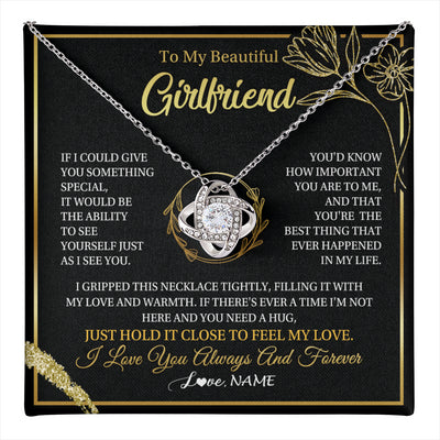 Love Knot Necklace 14K White Gold Finish | 1 | Personalized To My Beautiful Girlfriend Necklace My Love Girlfriend Birthday Gifts Romantic Unique Anniversary Christmas Customized Gift Box Message Card | teecentury