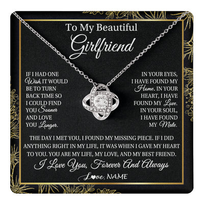 Love Knot Necklace 14K White Gold Finish | 1 | Personalized To My Beautiful Girlfriend Necklace Romantic Gifts Girlfriend Birthday Anniversary Jewelry Valentines Christmas Customized Gift Box Message Card | teecentury