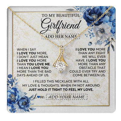 Alluring Beauty Necklace 18K Yellow Gold Finish | 1 | Personalized To My Beautiful Girlfriend Necklace When I Say Girlfriend Gifts Romantic Birthday Gifts Valentines Christmas Custom Gift Box Message Card | https://teecentury.