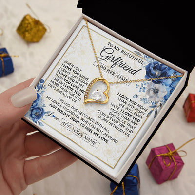 Forever Love Necklace 18K Yellow Gold Finish | 2 | Personalized To My Beautiful Girlfriend Necklace When I Say Girlfriend Gifts Romantic Birthday Gifts Valentines Christmas Custom Gift Box Message Card | https://teecentury.