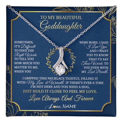 Alluring Beauty Necklace 14K White Gold Finish | 1 | Personalized To My Beautiful Goddaughter From Aunt Uncle I Gripped This Necklace Goddaughter Jewelry Birthday Christmas Customized Gift Box Message Card | teecentury
