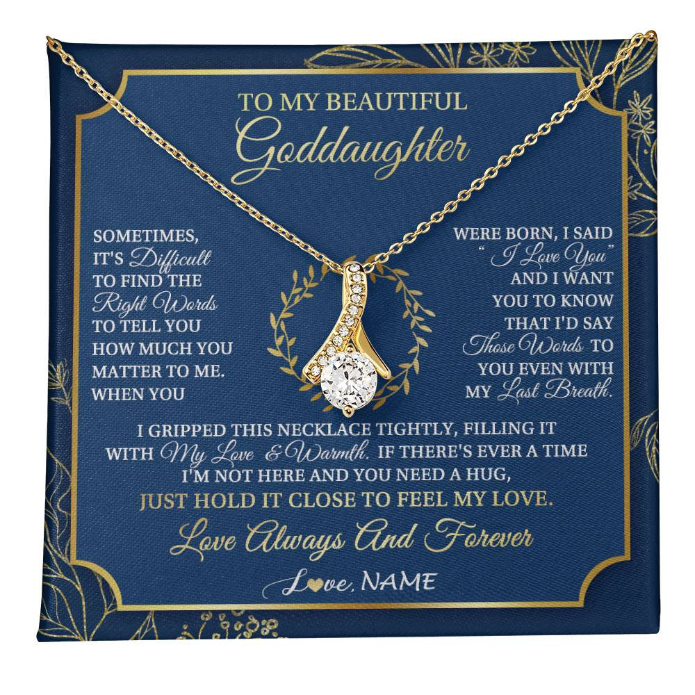 Alluring Beauty Necklace 18K Yellow Gold Finish | 1 | Personalized To My Beautiful Goddaughter From Aunt Uncle I Gripped This Necklace Goddaughter Jewelry Birthday Christmas Customized Gift Box Message Card | teecentury