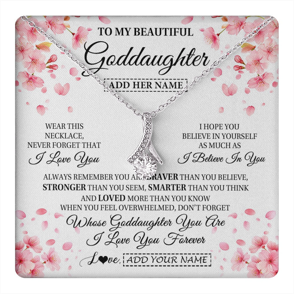 Alluring Beauty Necklace 14K White Gold Finish | 1 | Personalized To My Beautiful Goddaughter From Godmother Uncle Necklace Never Forget Birthday Gifts For Goddaughter Gift Christmas Gift Box Message Card | teecentury.myshopify