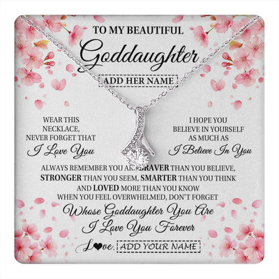 Alluring Beauty Necklace 14K White Gold Finish | 1 | Personalized To My Beautiful Goddaughter From Godmother Uncle Necklace Never Forget Birthday Gifts For Goddaughter Gift Christmas Gift Box Message Card | teecentury.myshopify