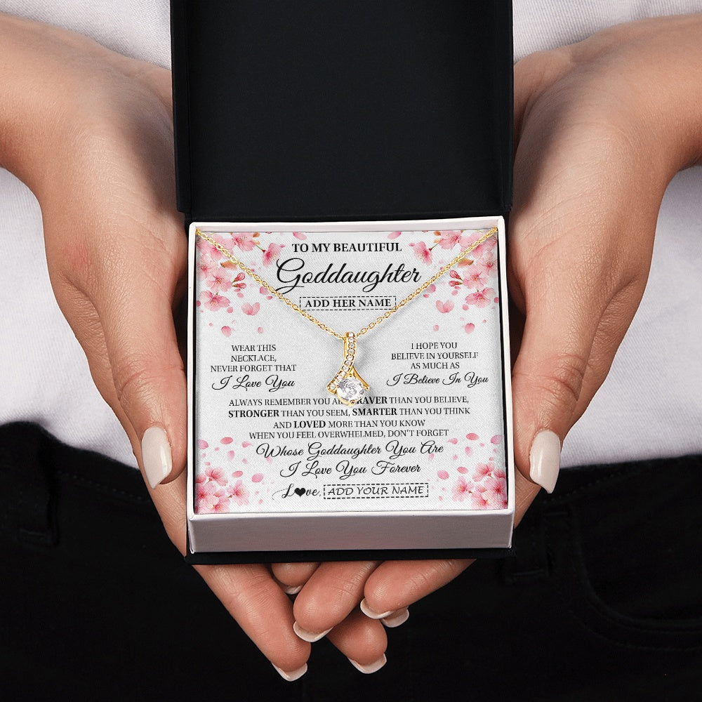 Alluring Beauty Necklace 18K Yellow Gold Finish | 2 | Personalized To My Beautiful Goddaughter From Godmother Uncle Necklace Never Forget Birthday Gifts For Goddaughter Gift Christmas Gift Box Message Card | teecentury.myshopify