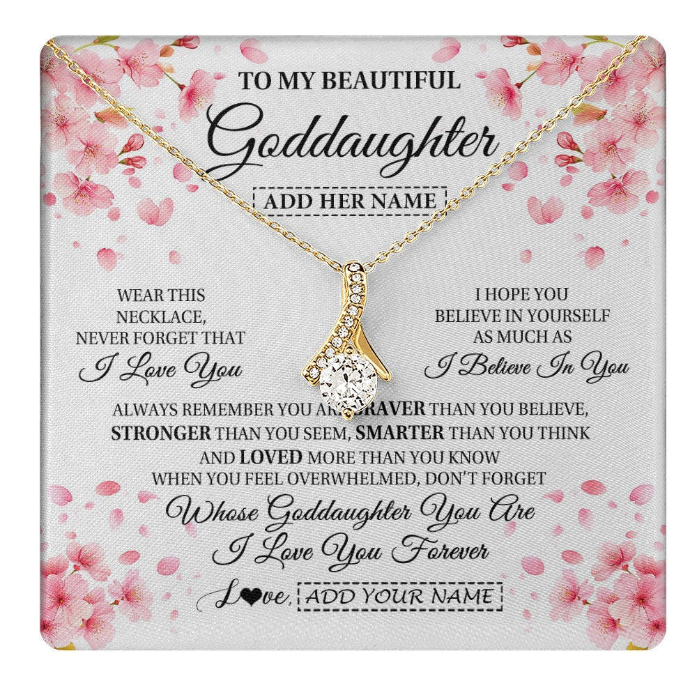 Alluring Beauty Necklace 18K Yellow Gold Finish | 1 | Personalized To My Beautiful Goddaughter From Godmother Uncle Necklace Never Forget Birthday Gifts For Goddaughter Gift Christmas Gift Box Message Card | teecentury.myshopify