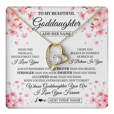Forever Love Necklace 18K Yellow Gold Finish | 1 | Personalized To My Beautiful Goddaughter From Godmother Uncle Necklace Never Forget Birthday Gifts For Goddaughter Gift Christmas Gift Box Message Card | teecentury.myshopify