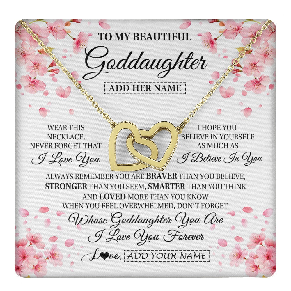 Interlocking Hearts Necklace 18K Yellow Gold Finish | 1 | Personalized To My Beautiful Goddaughter From Godmother Uncle Necklace Never Forget Birthday Gifts For Goddaughter Gift Christmas Gift Box Message Card | teecentury.myshopify