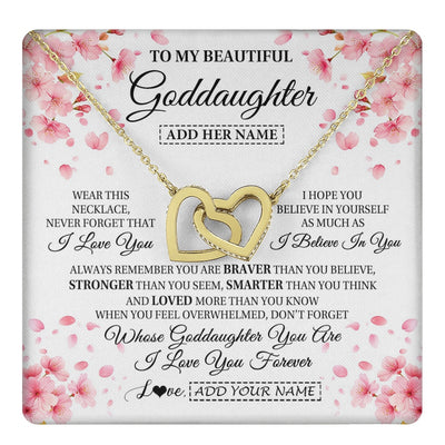 Interlocking Hearts Necklace 18K Yellow Gold Finish | 1 | Personalized To My Beautiful Goddaughter From Godmother Uncle Necklace Never Forget Birthday Gifts For Goddaughter Gift Christmas Gift Box Message Card | teecentury.myshopify