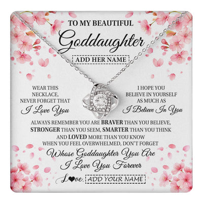 Love Knot Necklace 14K White Gold Finish | 1 | Personalized To My Beautiful Goddaughter From Godmother Uncle Necklace Never Forget Birthday Gifts For Goddaughter Gift Christmas Gift Box Message Card | teecentury.myshopify