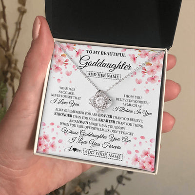 Love Knot Necklace 14K White Gold Finish | 2 | Personalized To My Beautiful Goddaughter From Godmother Uncle Necklace Never Forget Birthday Gifts For Goddaughter Gift Christmas Gift Box Message Card | teecentury.myshopify