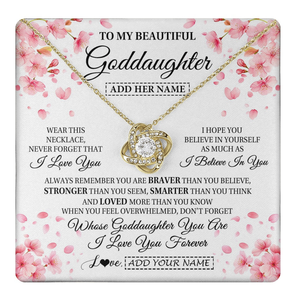 Love Knot Necklace 18K Yellow Gold Finish | 1 | Personalized To My Beautiful Goddaughter From Godmother Uncle Necklace Never Forget Birthday Gifts For Goddaughter Gift Christmas Gift Box Message Card | teecentury.myshopify