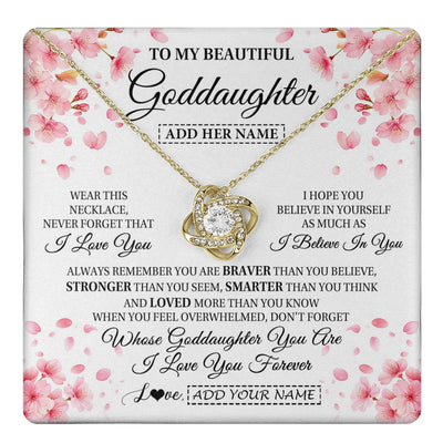 Love Knot Necklace 18K Yellow Gold Finish | 1 | Personalized To My Beautiful Goddaughter From Godmother Uncle Necklace Never Forget Birthday Gifts For Goddaughter Gift Christmas Gift Box Message Card | teecentury.myshopify