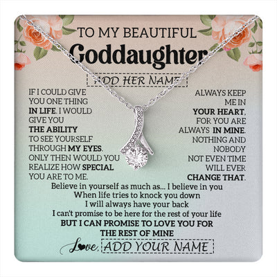Alluring Beauty Necklace 14K White Gold Finish | 1 | Personalized To My Beautiful Goddaughter Gifts Necklace From Aunt Uncle Love Jewelry For Goddaughter Birthday Christmas Customized Gift Box Message Card | teecentury