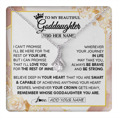 Alluring Beauty Necklace 14K White Gold Finish | 1 | Personalized To My Beautiful Goddaughter Gifts Necklace From Godmother Crown Jewelry Present On Birthday Goddaughter Christmas Graduation Gift Box Message Card | https://teecentury.