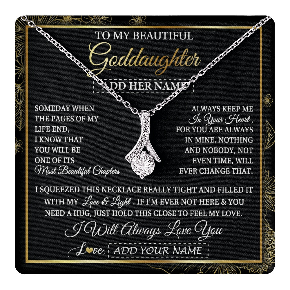 Alluring Beauty Necklace 14K White Gold Finish | 1 | Personalized To My Beautiful Goddaughter Gifts Necklace From Godmother Feel My Love For Adult Goddaughter Graduation Christmas Custom Gift Box Message Card | https://teecentury.