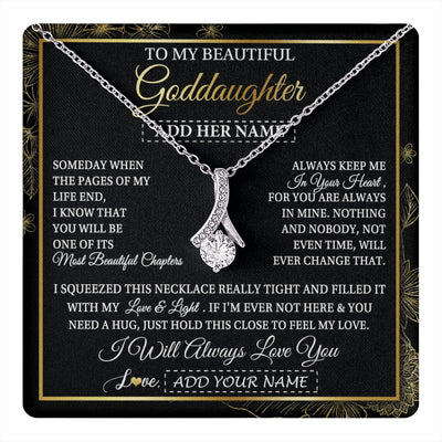 Alluring Beauty Necklace 14K White Gold Finish | 1 | Personalized To My Beautiful Goddaughter Gifts Necklace From Godmother Feel My Love For Adult Goddaughter Graduation Christmas Custom Gift Box Message Card | https://teecentury.