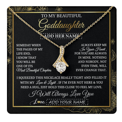 Alluring Beauty Necklace 18K Yellow Gold Finish | 1 | Personalized To My Beautiful Goddaughter Gifts Necklace From Godmother Feel My Love For Adult Goddaughter Graduation Christmas Custom Gift Box Message Card | https://teecentury.