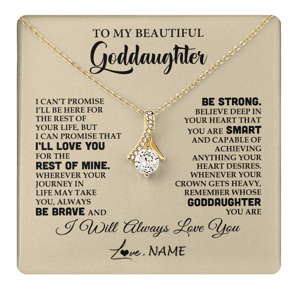 Alluring Beauty Necklace 18K Yellow Gold Finish | 1 | Personalized To My Beautiful Goddaughter Gifts Necklace From Godmother Inspirational Birthday Gift For Goddaughter Christmas Customized Gift Box Message Card | teecentury