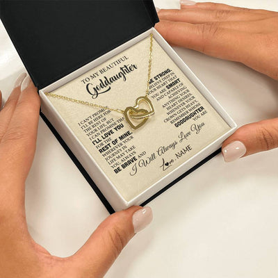 Interlocking Hearts Necklace 18K Yellow Gold Finish | 2 | Personalized To My Beautiful Goddaughter Gifts Necklace From Godmother Inspirational Birthday Gift For Goddaughter Christmas Customized Gift Box Message Card | teecentury