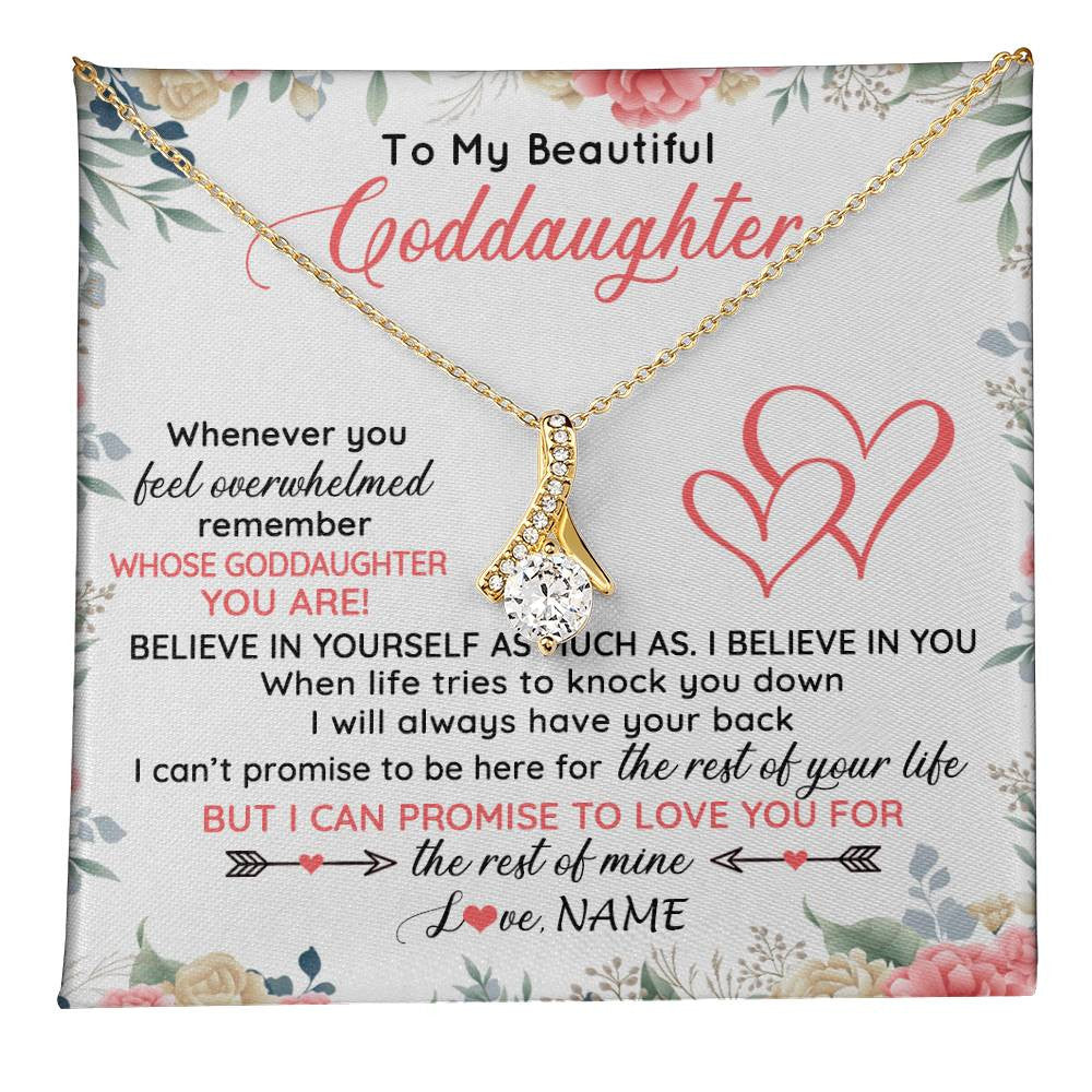 Alluring Beauty Necklace 18K Yellow Gold Finish | 1 | Personalized To My Beautiful Goddaughter Necklace From Aunt Believe In You Goddaughter Birthday Graduation Christmas Jewelry Customized Gift Box Message Card | teecentury