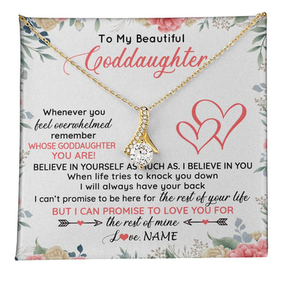 Alluring Beauty Necklace 18K Yellow Gold Finish | 1 | Personalized To My Beautiful Goddaughter Necklace From Aunt Believe In You Goddaughter Birthday Graduation Christmas Jewelry Customized Gift Box Message Card | teecentury