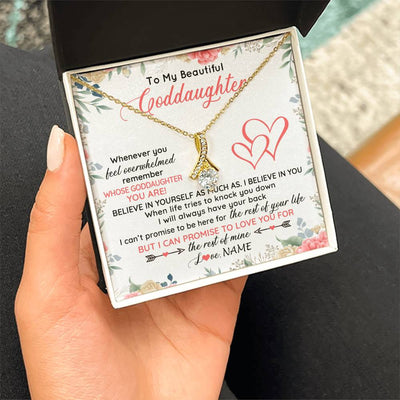 Alluring Beauty Necklace 18K Yellow Gold Finish | 2 | Personalized To My Beautiful Goddaughter Necklace From Aunt Believe In You Goddaughter Birthday Graduation Christmas Jewelry Customized Gift Box Message Card | teecentury