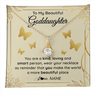 Alluring Beauty Necklace 18K Yellow Gold Finish | 1 | Personalized To My Beautiful Goddaughter Necklace From Aunt You Are A Kind Loving Goddaughter Birthday Graduation Christmas Customized Gift Box Message Card | teecentury