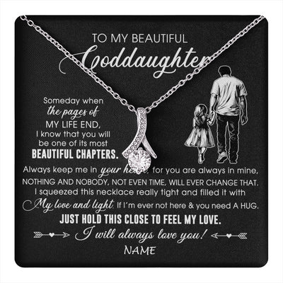 Alluring Beauty Necklace 14K White Gold Finish | 1 | Personalized To My Beautiful Goddaughter Necklace From Godfather Always Love You Goddaughter Birthday Graduation Christmas Customized Gift Box Message Card | teecentury