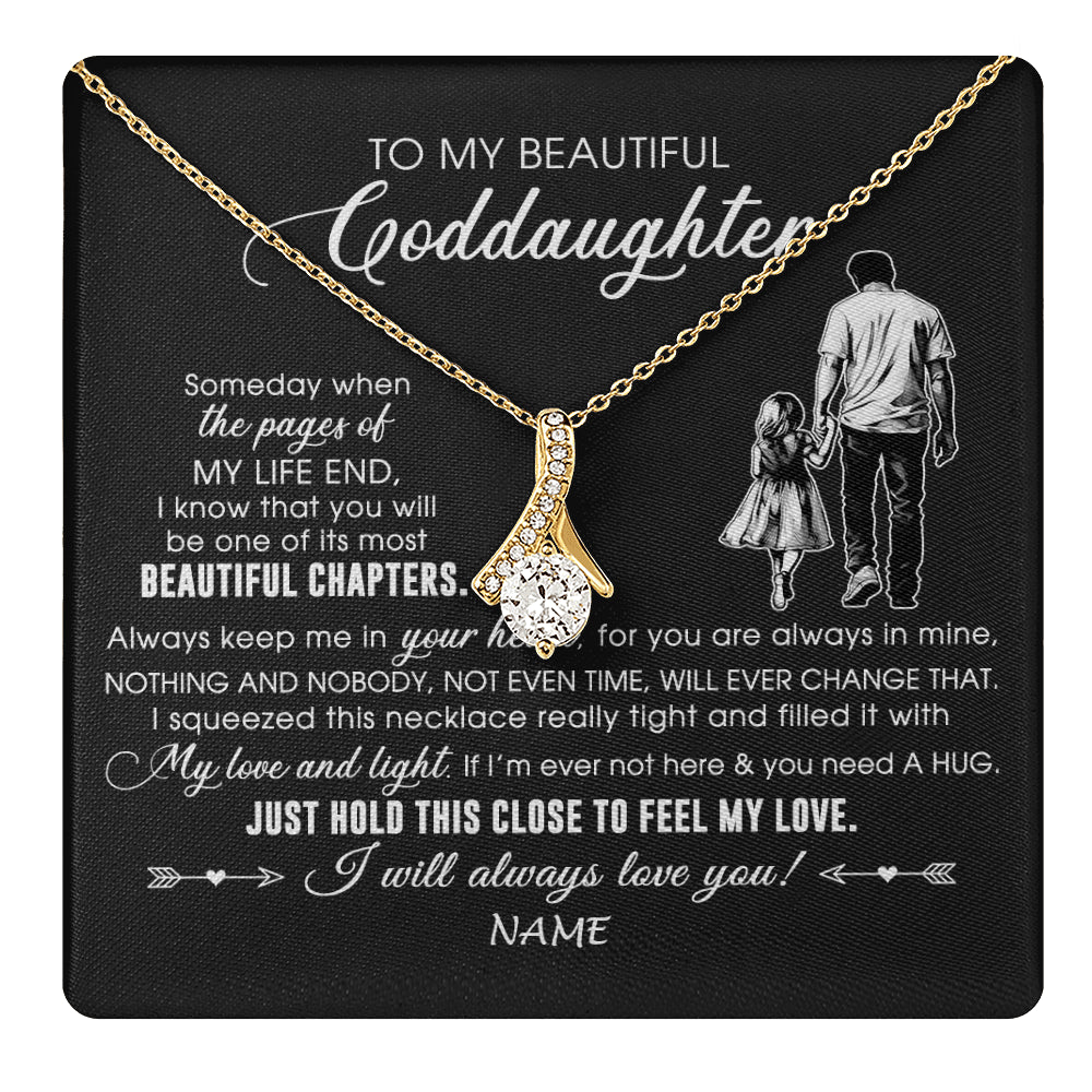Alluring Beauty Necklace 18K Yellow Gold Finish | 1 | Personalized To My Beautiful Goddaughter Necklace From Godfather Always Love You Goddaughter Birthday Graduation Christmas Customized Gift Box Message Card | teecentury