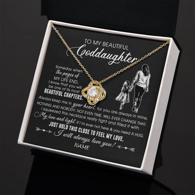 Love Knot Necklace 18K Yellow Gold Finish | 2 | Personalized To My Beautiful Goddaughter Necklace From Godmother Always Love You Goddaughter Birthday Graduation Christmas Customized Gift Box Message Card | teecentury