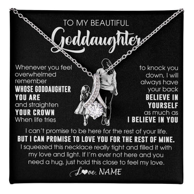 Alluring Beauty Necklace 14K White Gold Finish | 1 | Personalized To My Beautiful Goddaughter Necklace From Godmother Aunt Believe In Yourself Goddaughter Birthday Gifts Jewelry Christmas Customized Message Card | teecentury