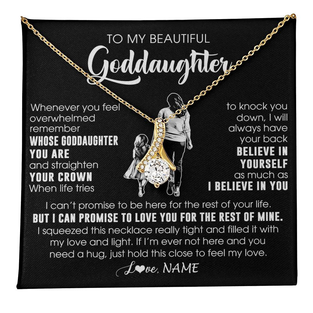 Alluring Beauty Necklace 18K Yellow Gold Finish | 1 | Personalized To My Beautiful Goddaughter Necklace From Godmother Aunt Believe In Yourself Goddaughter Birthday Gifts Jewelry Christmas Customized Message Card | teecentury